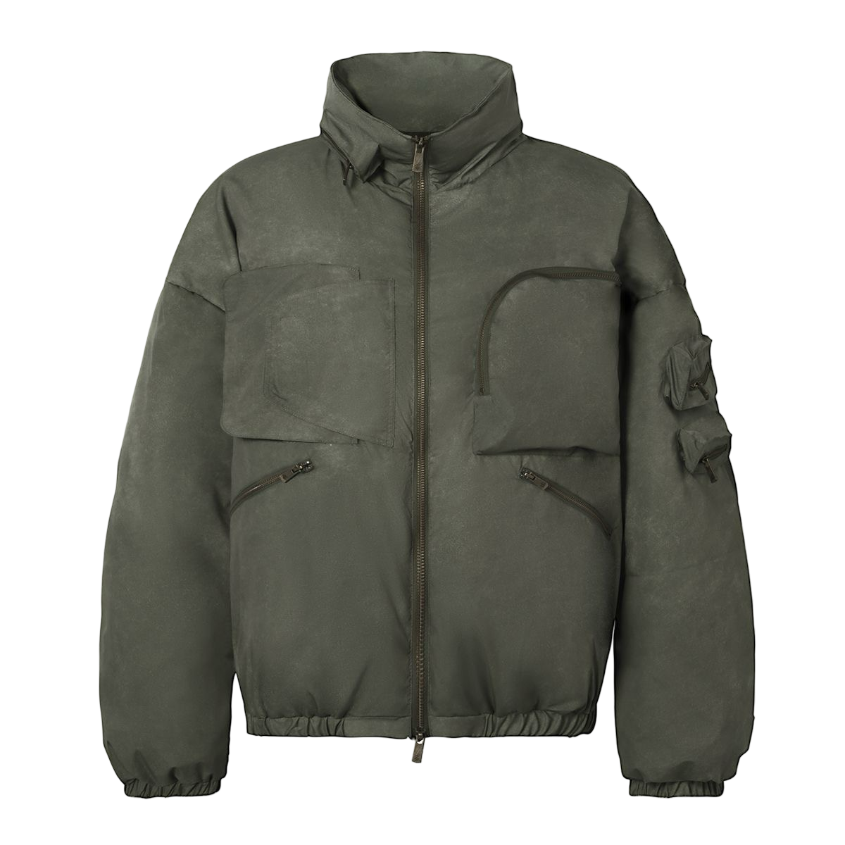 Tactical Padded Utility Aviation Bomber Jacket - Washed Khaki Green