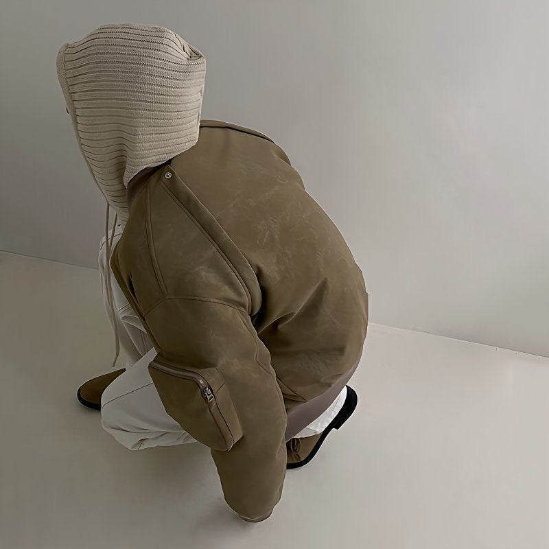 Men's Casual Bomber Jacket - Khaki