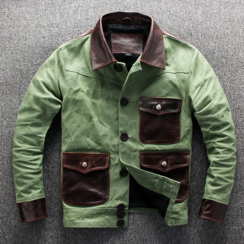 Old Green Leather Patchwork