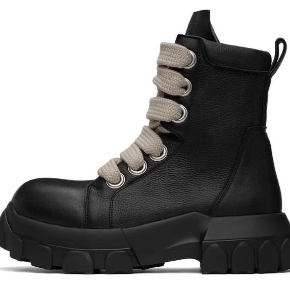 Angel Ark Matte Black Chunky Platform Lace-Up Combat Boots