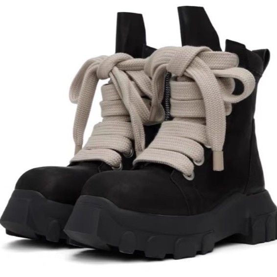 Angel Ark Matte Black Chunky Platform Lace-Up Combat Boots