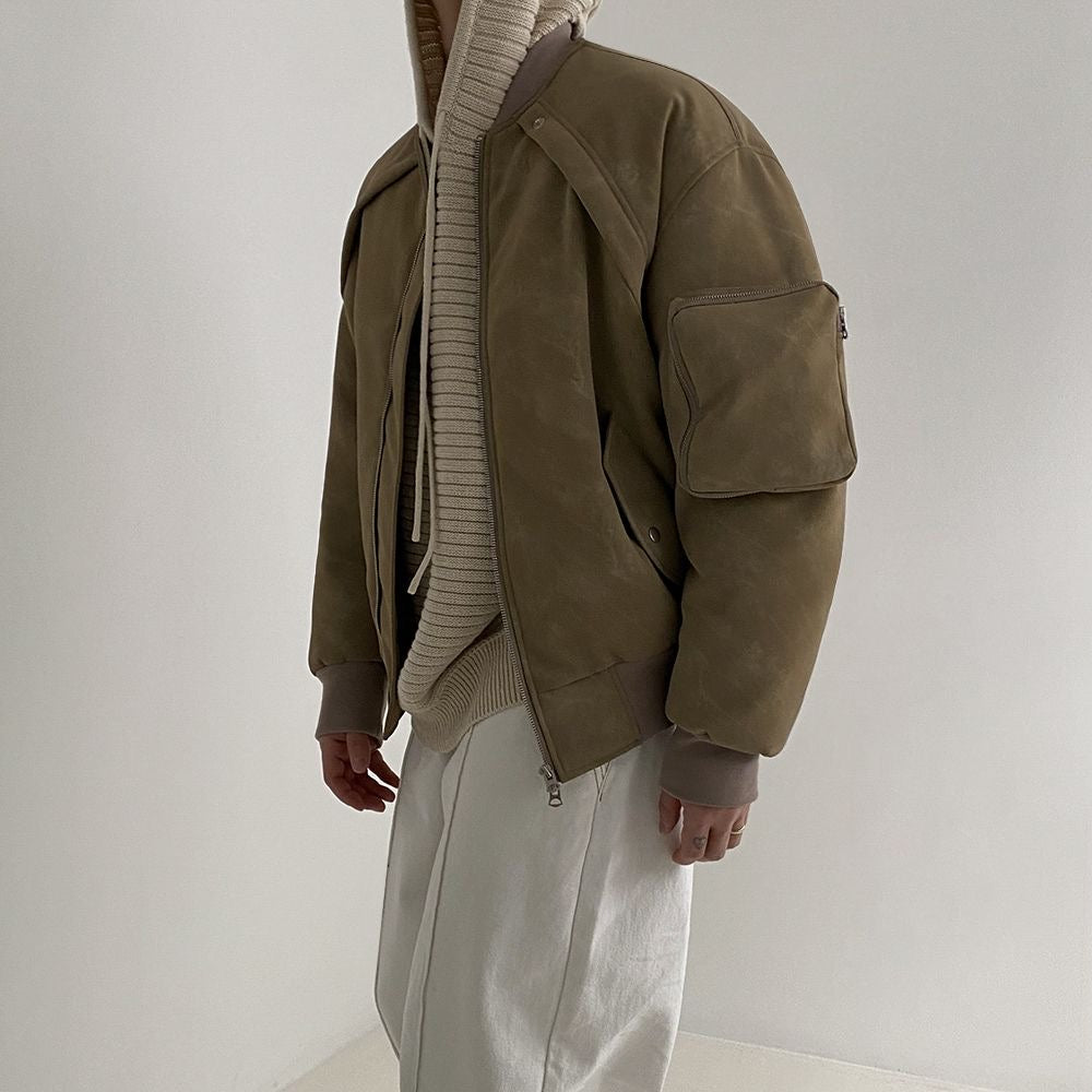 Men's Casual Bomber Jacket - Khaki