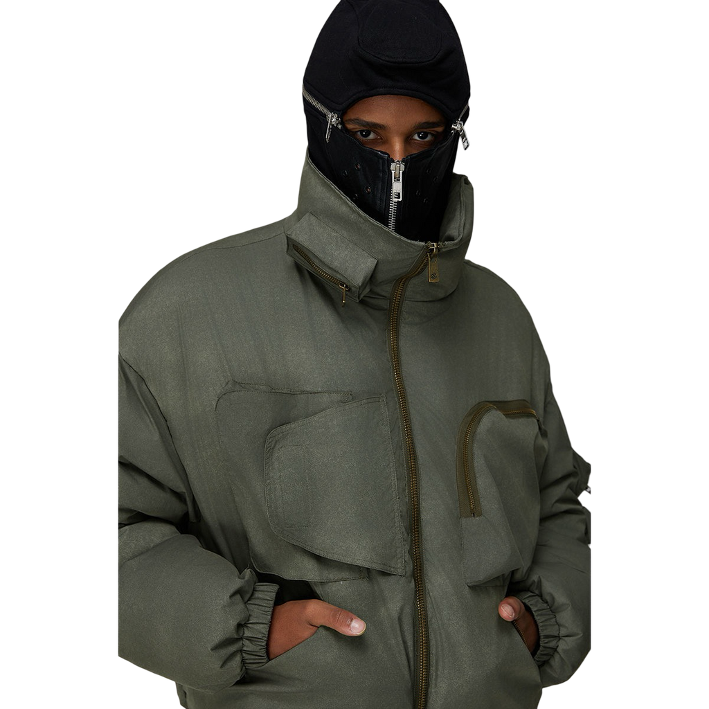 Tactical Padded Utility Aviation Bomber Jacket - Washed Khaki Green