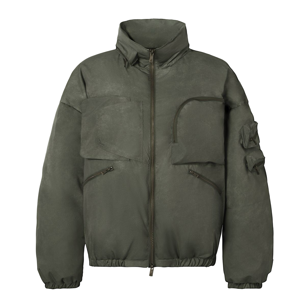 Tactical Padded Utility Aviation Bomber Jacket - Washed Khaki Green
