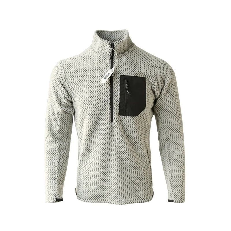 Geometric Quarter-Zip Pullover with Chest Pocket