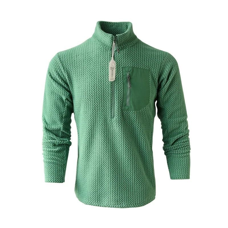 Geometric Quarter-Zip Pullover with Chest Pocket