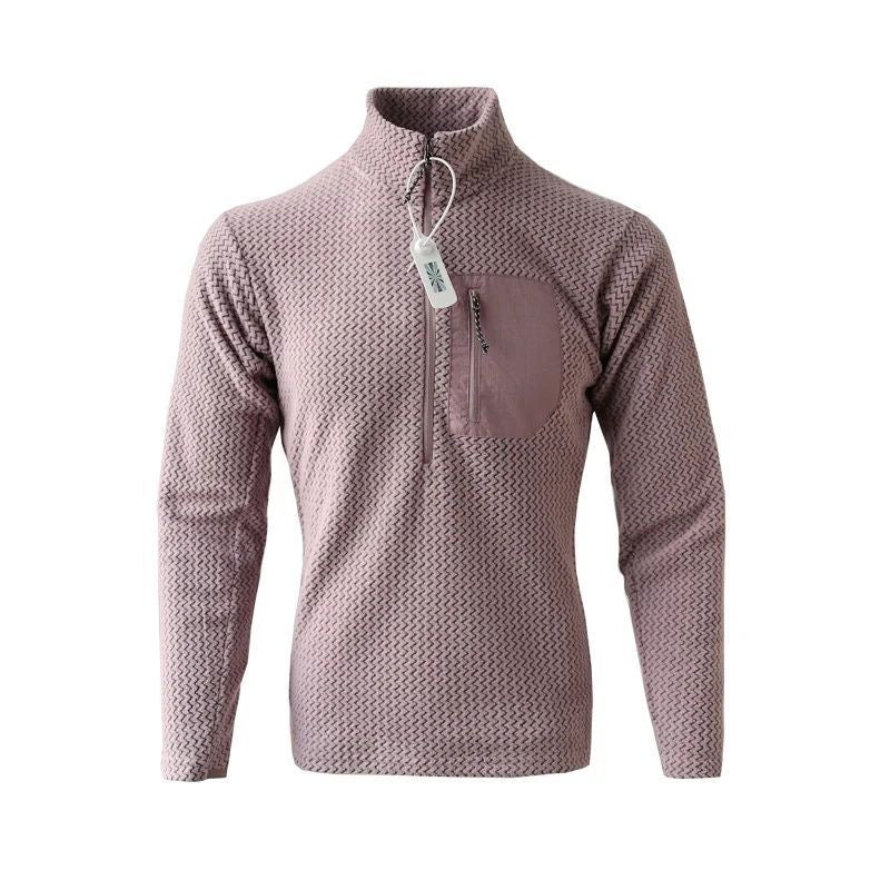 Geometric Quarter-Zip Pullover with Chest Pocket