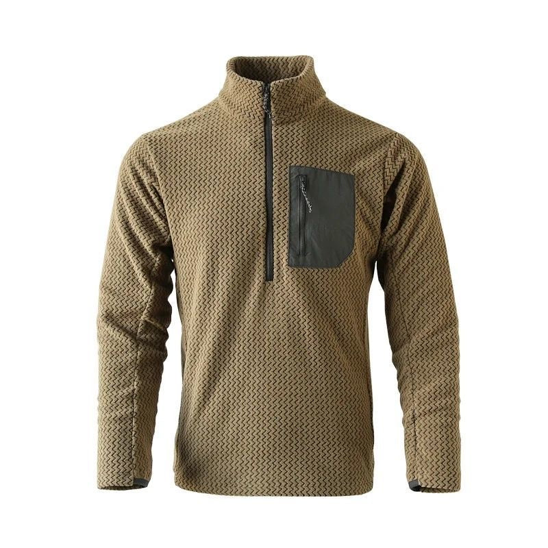 Geometric Quarter-Zip Pullover with Chest Pocket