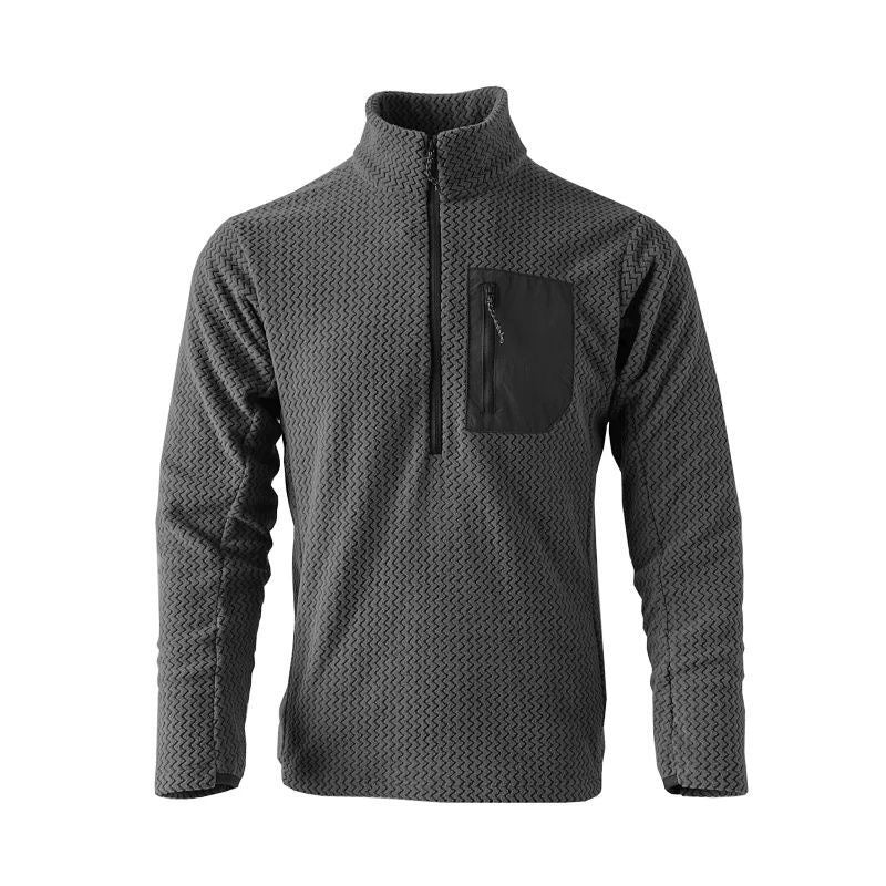Geometric Quarter-Zip Pullover with Chest Pocket