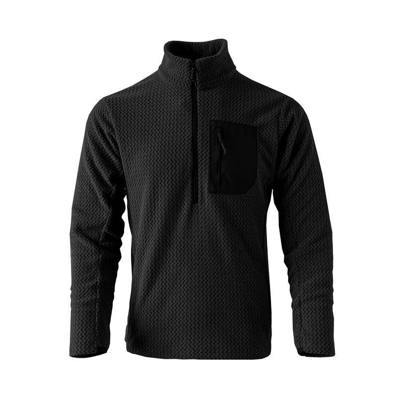 Geometric Quarter-Zip Pullover with Chest Pocket