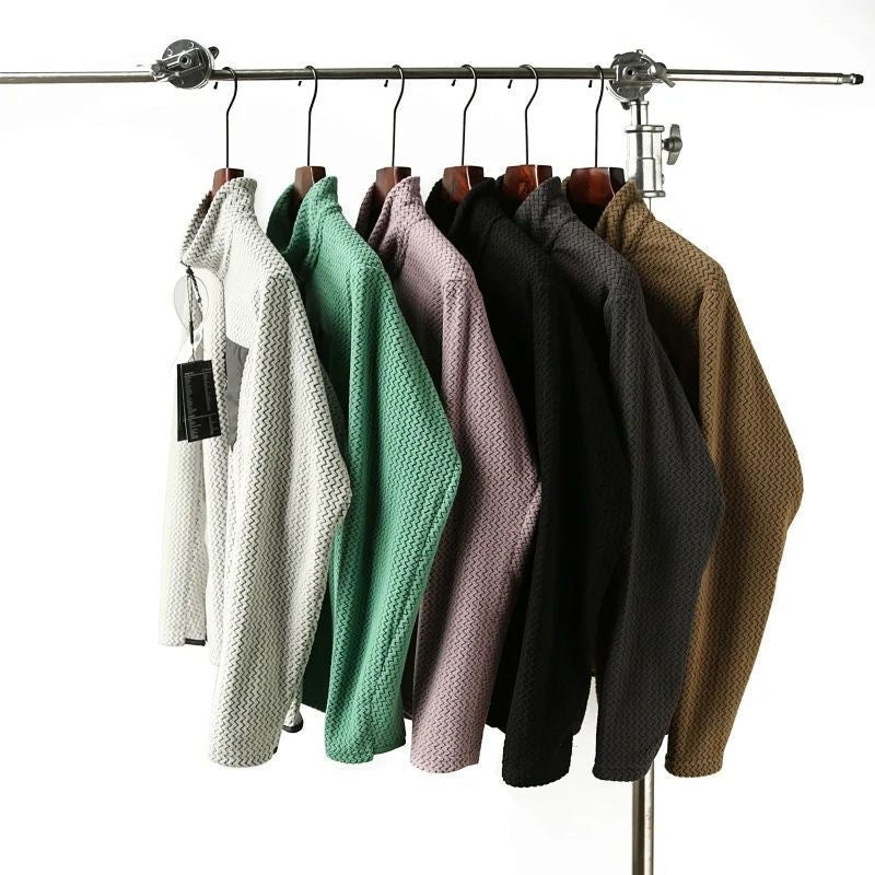Geometric Quarter-Zip Pullover with Chest Pocket