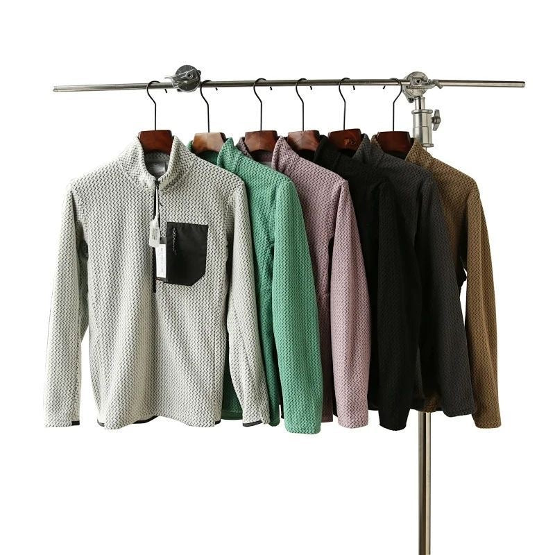 Geometric Quarter-Zip Pullover with Chest Pocket