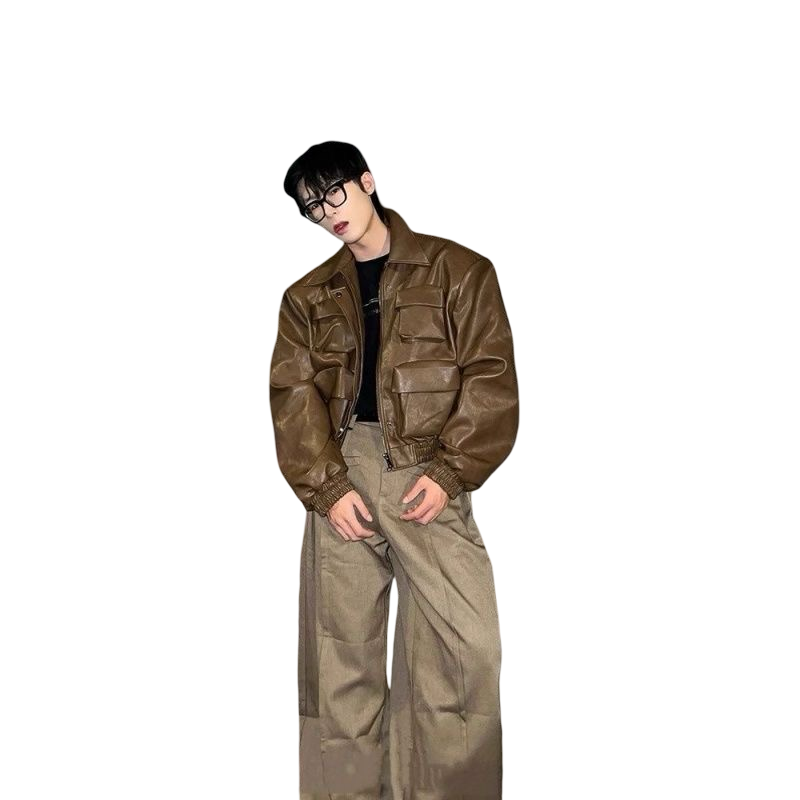 Arasy 313 - Leather Squared Squad Bomber Pilot Jacket